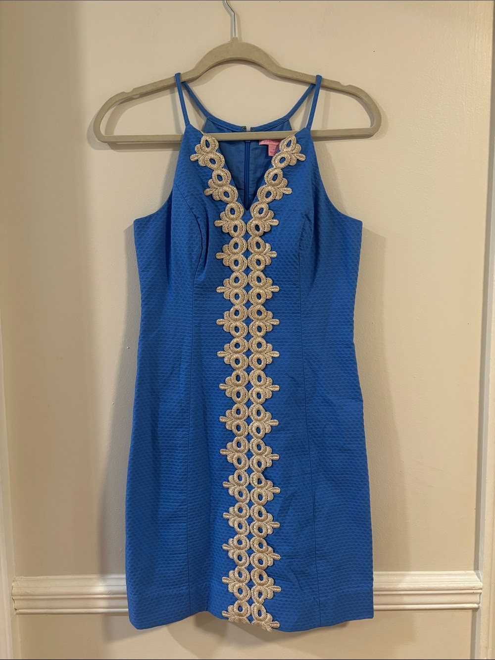Lilly Pulitzer Blue  Shift Dress with Gold Trim